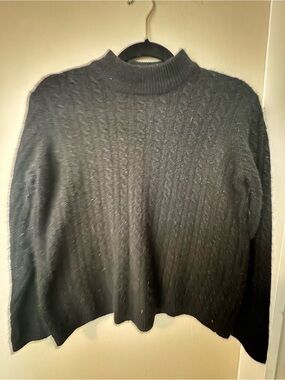 Nina Patrick Wool/Angora Blend Cable Knit Mock Neck Sweater